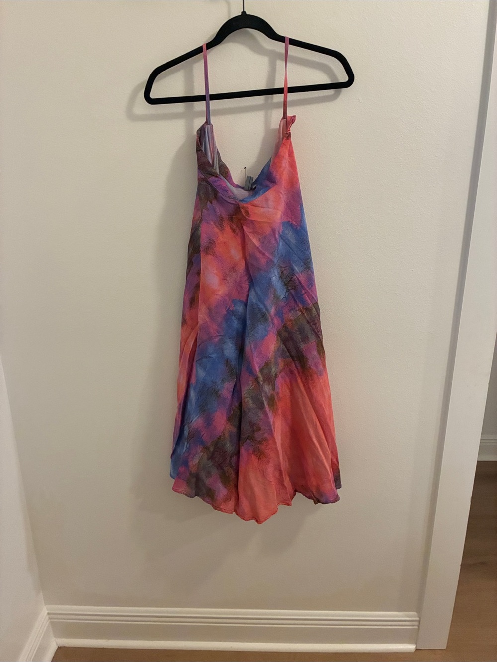 Tie-Dye Maxi Slip Skirt in Pink & Blue